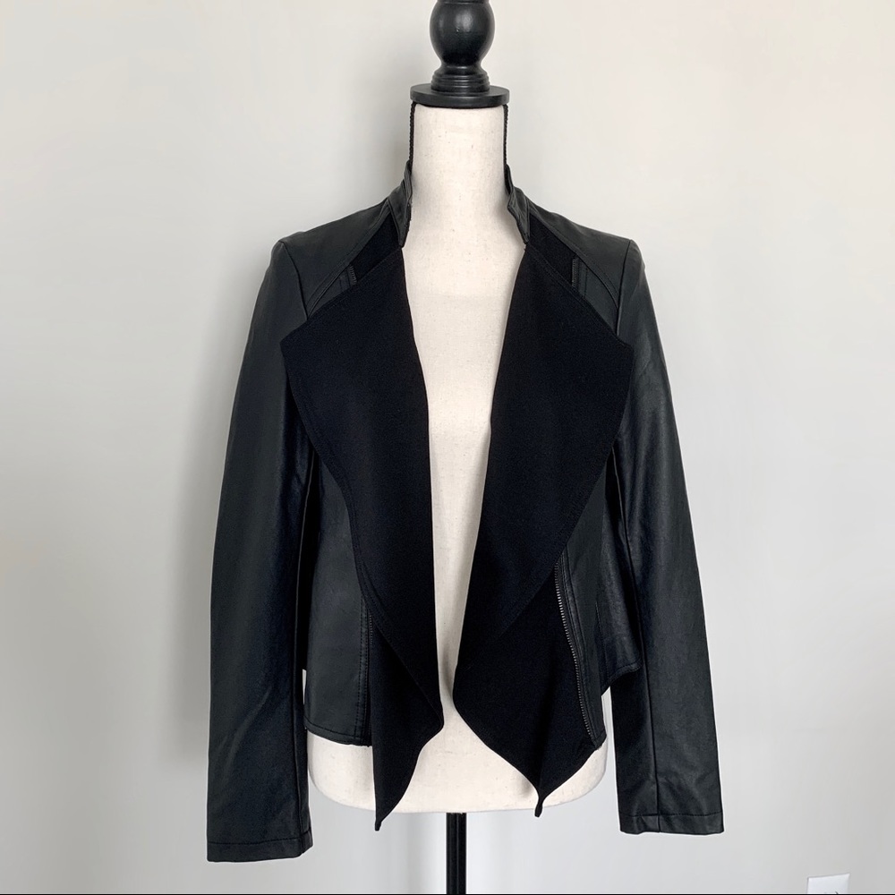 Vegan Leather Mixed-Media Jacket
